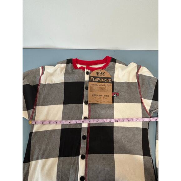 Lazy One Flapjacks Onesie Long john unisex adult size M NWT plaid lounge sleep - Picture 9 of 10